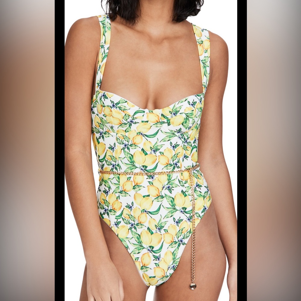 WEWOREWHAT  Vintage Danielle One Piece - Lemons All Over - size M